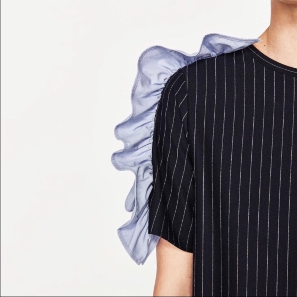 🔥ZARA PINSTRIPE DRESS WITH RUFFLES🔥 - Picture 4 of 8